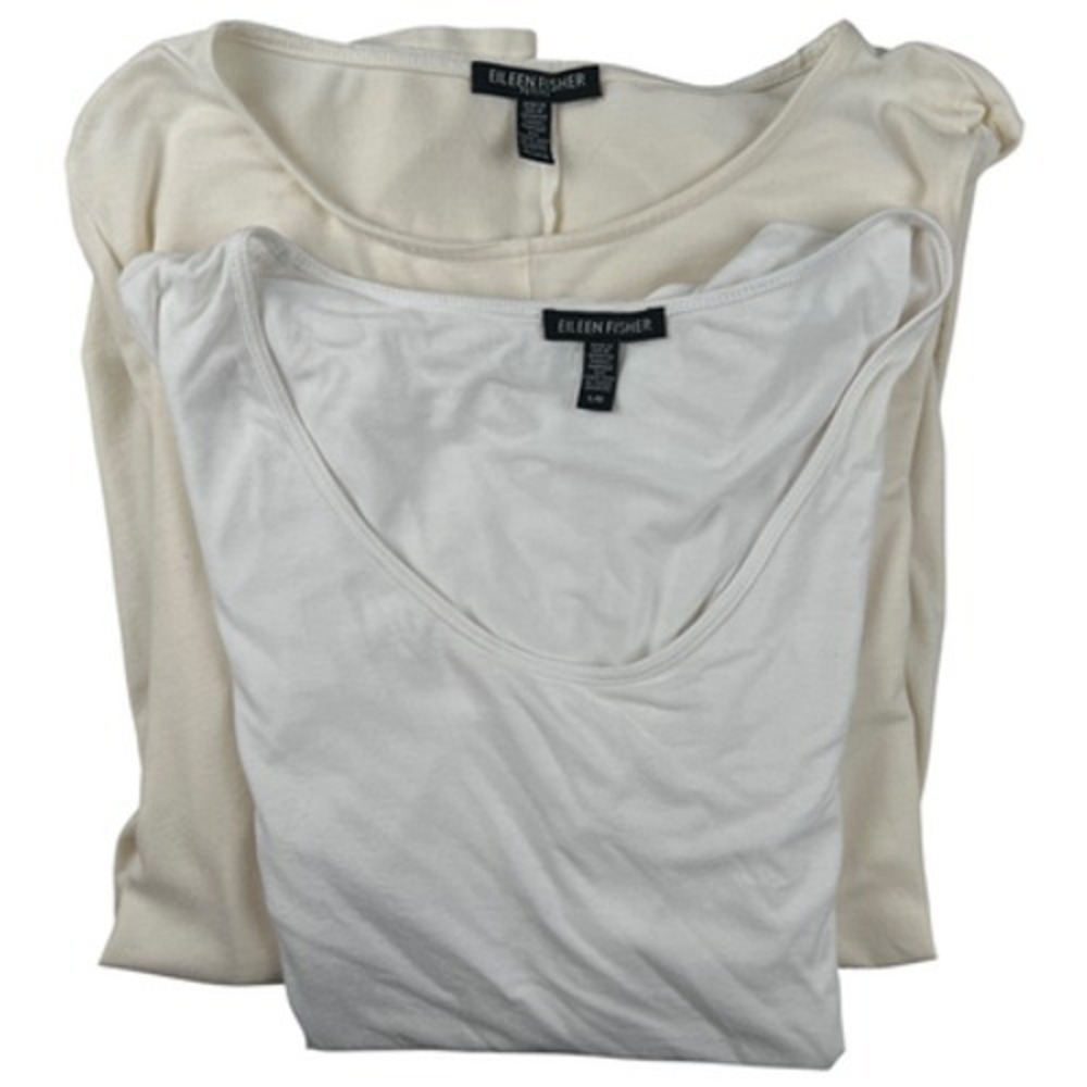 Eileen Fisher Womens Tunic Petite L Beige and Tank Shirt Regular L White BUNDLE